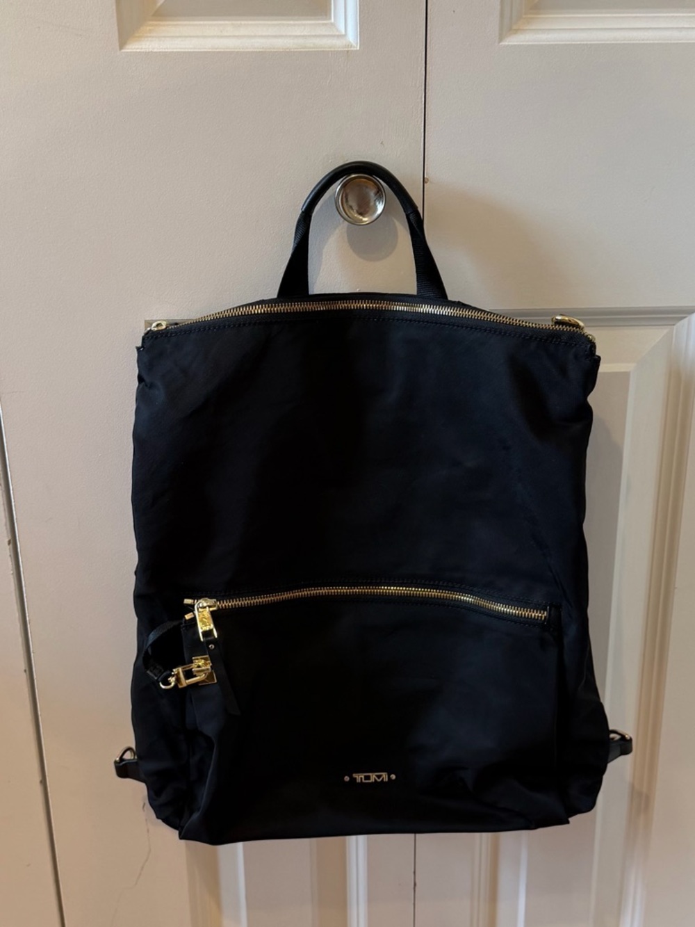 Tumi Voyage Jane Black Backpack with Gold Hardware